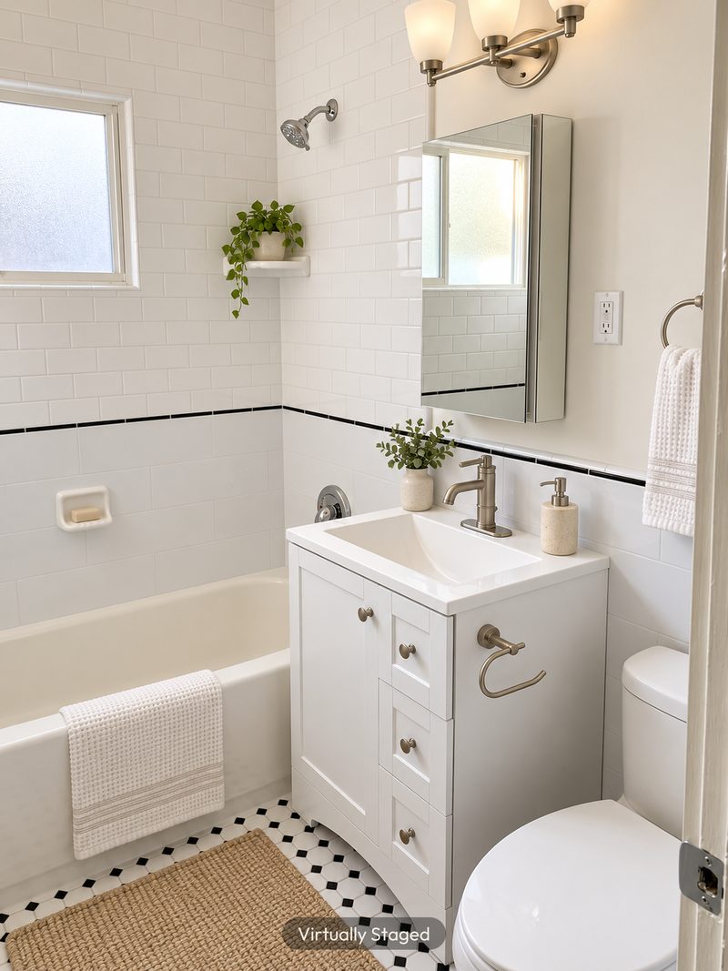 Bathroom, virtually staged