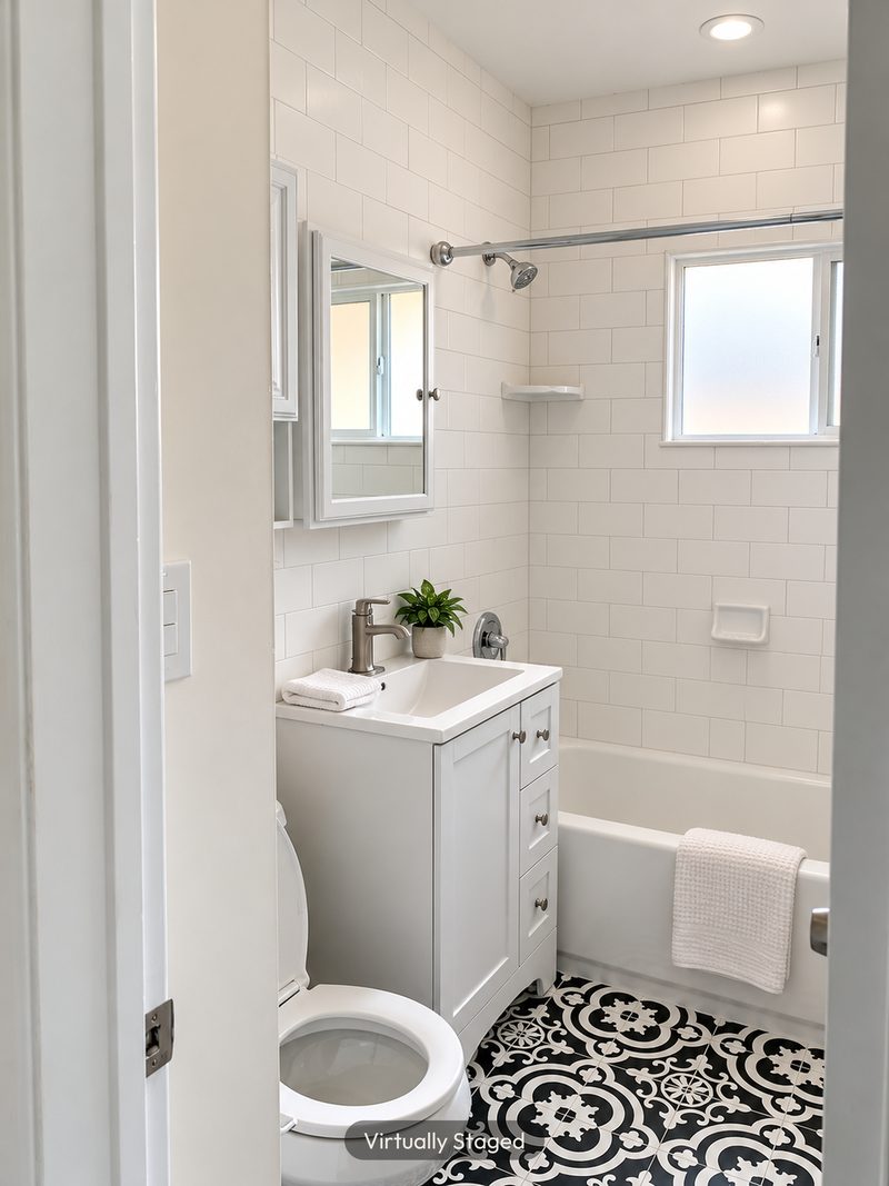 Bathroom, virtually staged