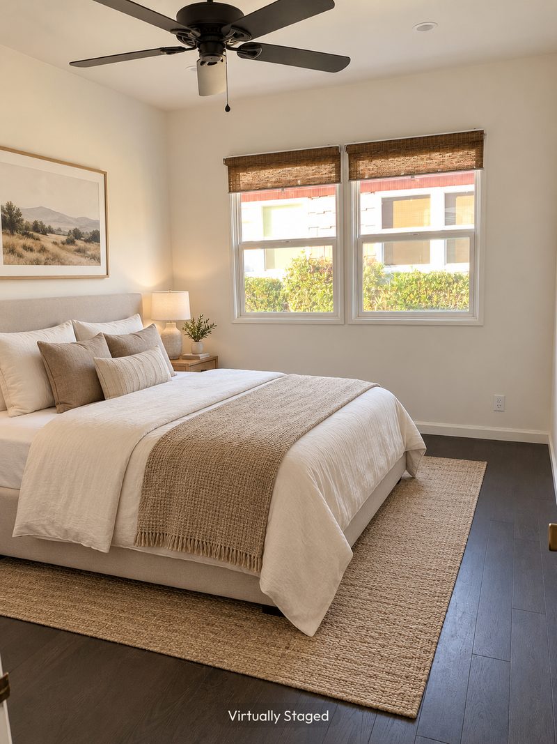 Bedroom, virtually staged