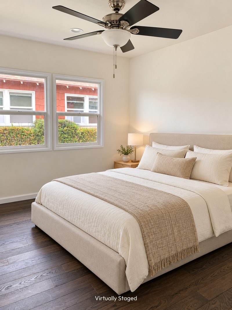 Bedroom, virtually staged